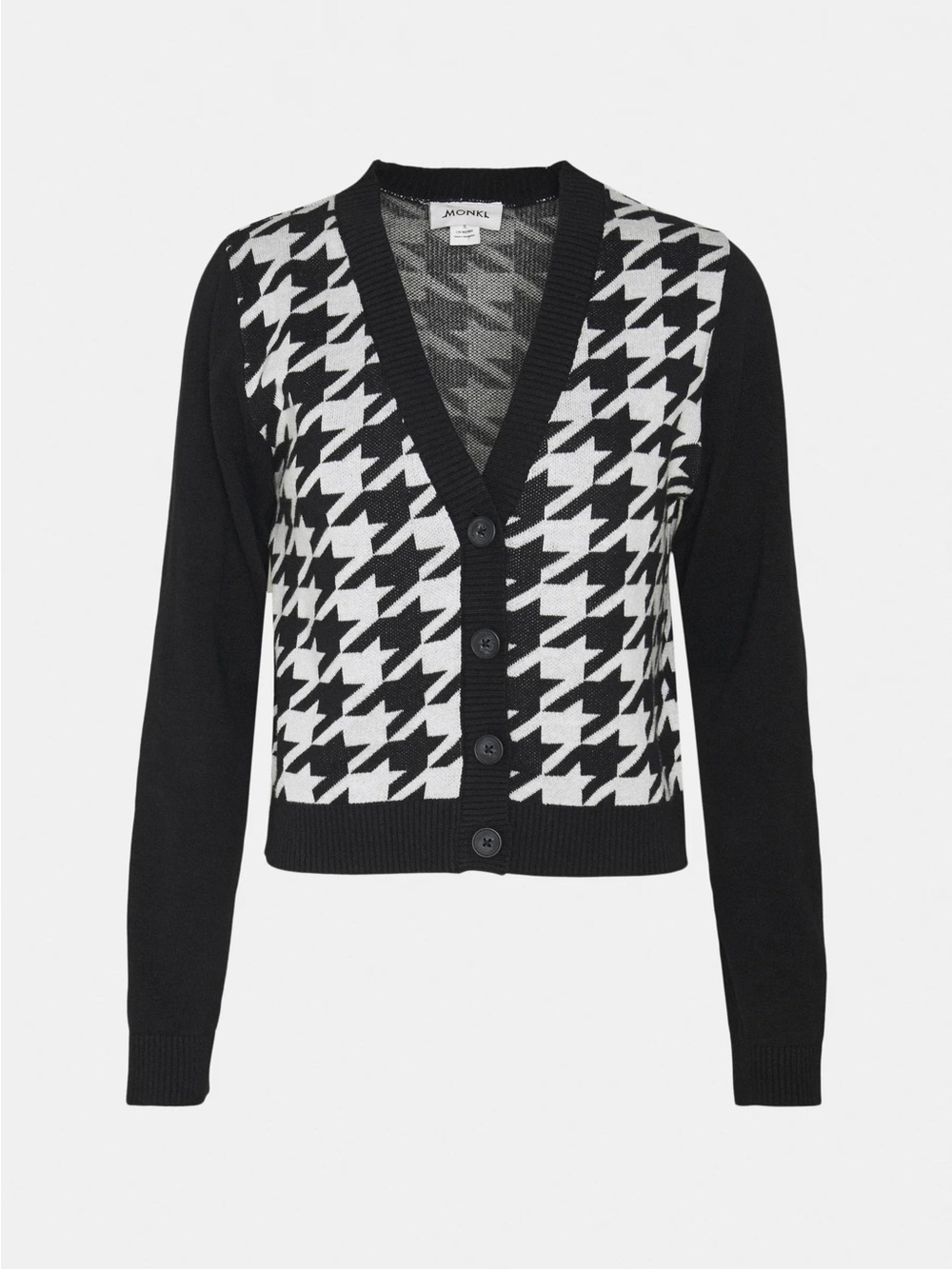 Monki Black & White Houndstooth Button Cardigan